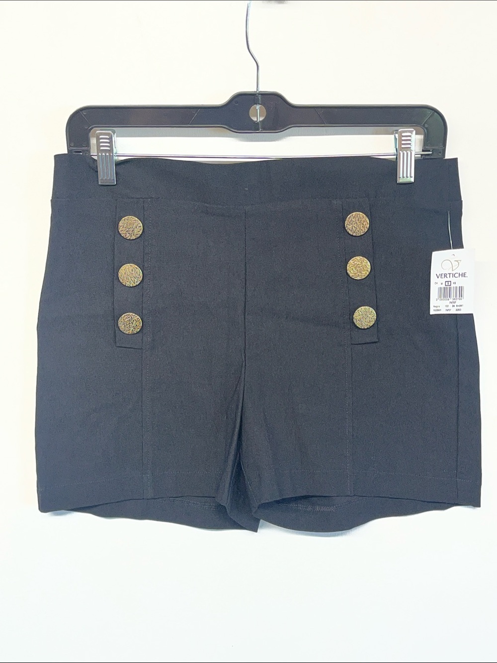 Vertiche Black High Waisted Sailor Shorts NWT Gold Buttons